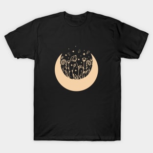 bohemian astrological design with sun, stars and sunburst. Boho linear icons or symbols in trendy minimalist style. T-Shirt